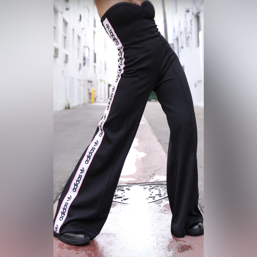 Adidas  black Wide-Leg body suit with Logo Stripe